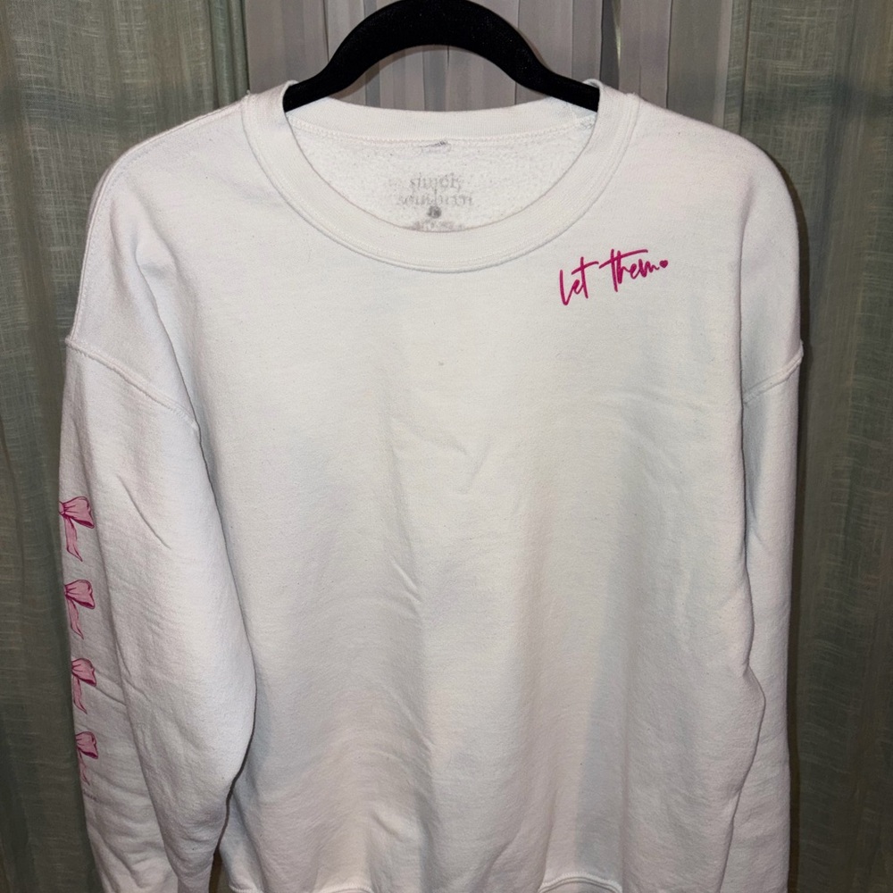 Simply Southern White Sweatshirt with Pink Bow Accents
